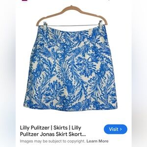 Lilly Pulitzer Blue Jonas Skort Size 6